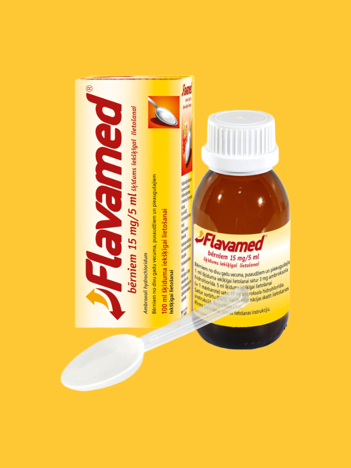 Flavamed bērniem 15 mg/5 ml šķīdums iekšķīgai lietošanai